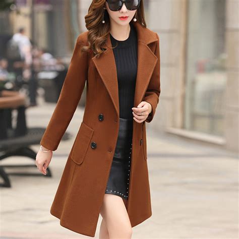 outerwear overcoat autumn jacket casual women new fashion long woolen