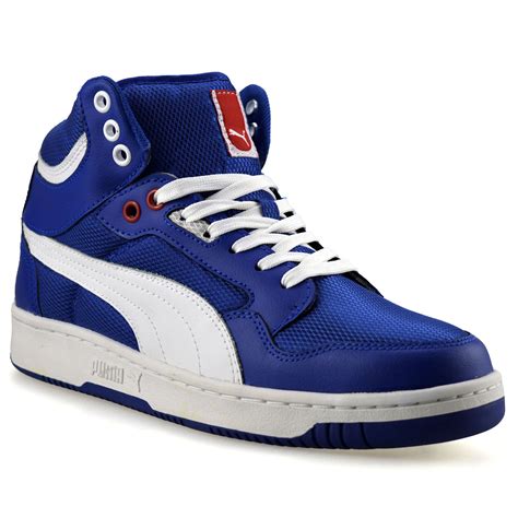 Mens Puma Rebound Mid Ankle Leather Hi Tops Skate Basketball Trainers