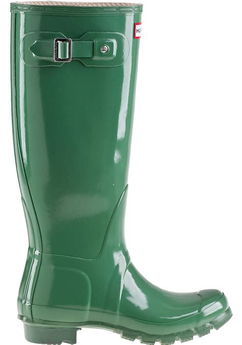 hunter original gloss rain boot moss green rubber  green lyst