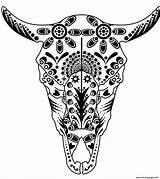 Skull Sugar Coloring Pages Printable Pitbull Cow Print Advanced Calavera Bull Color Animal Book Adults Pit Template Drawing Colouring Mandala sketch template