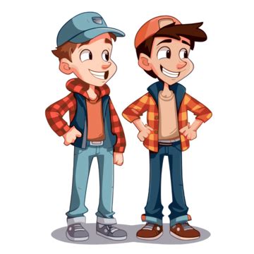 brothers clipart pair  cartoon boys standing  vector cartoon