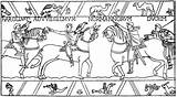 Bayeux Tapestry Colouring Conquest Norman Bayeaux Chronicle Wace Ajhw Tapestries sketch template