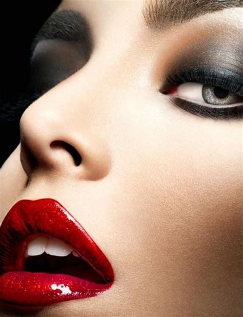 looks like smokey eye and red lipstick with images iconic red