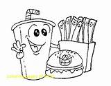 Coloring Pages Food Mcdonalds Burger Kids French Fries Printable Fast Unhealthy Faces Color Fry Junk Drink Web Carnival Cute Soda sketch template