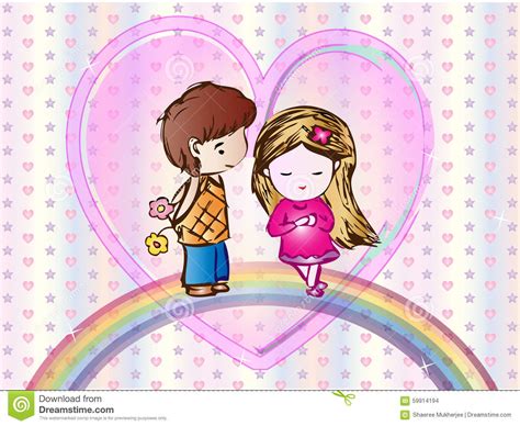 Cute Love Cartoon Wallpaper Stock Vector Illustration Of