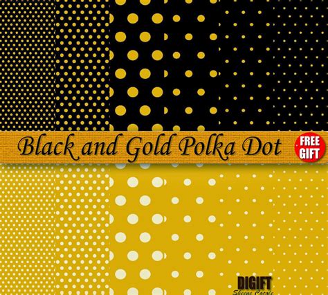 sheene cocole digital design black  gold polka dot digital paper clipart background gold