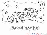 Good Night Coloring Kids Bear Pages Cards Sheet Template sketch template