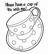 Tea Coloring Cup Pages Party Teapot Colouring Elvis Presley Cups Drawing Sheets Coffee Kids Boston Teacup Printable Color Print Iced sketch template