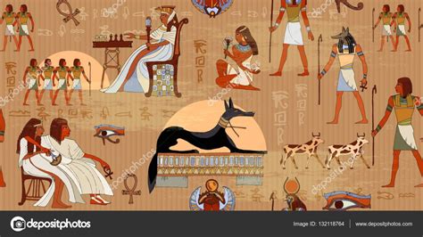 Ancient Egypt Seamless Pattern Grunge Egypt Background