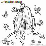 Ballet Shoes Outline Pair Flowers Coloring sketch template