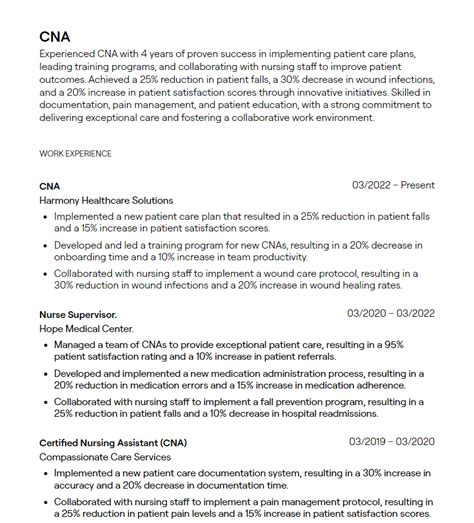 cna resume examples  guidance