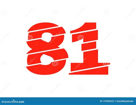 modern red  number design vector illustration numeral vector trendy flat  style stock