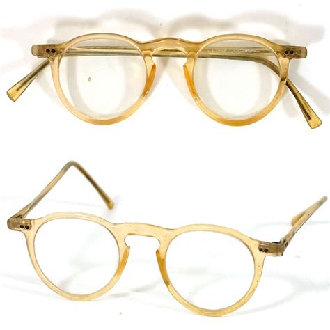 vintage 1930s clear amber celluloid plastic frame eyeglasses glasses