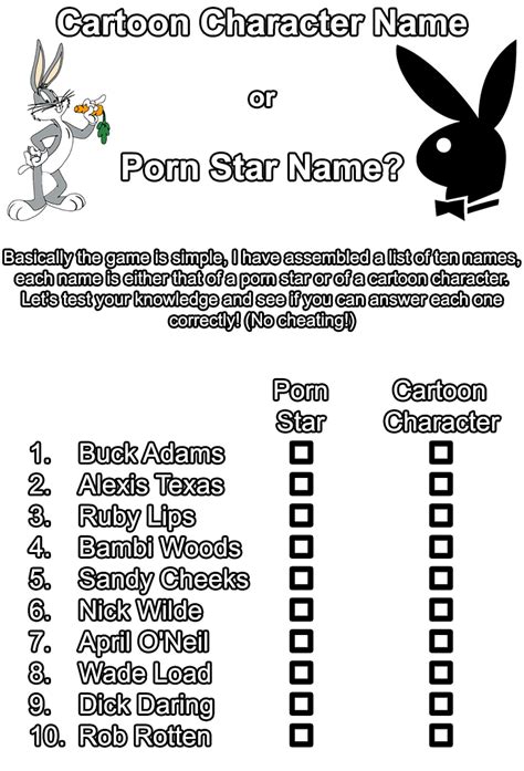 cartoon character name or porn star name by the happy spaceman on