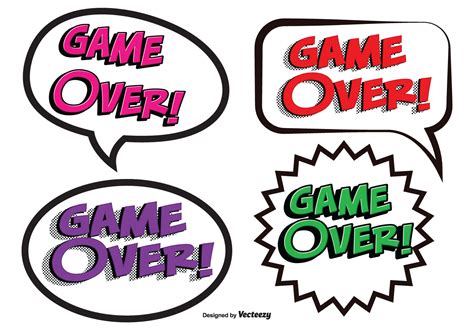 Game Over Comic Text Illustrations Download Free Vector