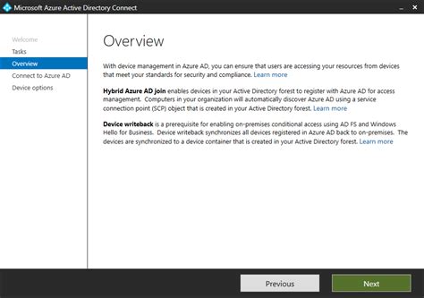 azure ad connect device options microsoft entra microsoft learn