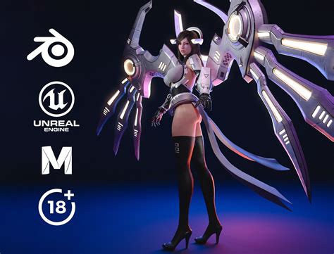 3d model animated cyborg female unreal character
