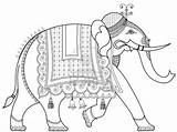 Indian Inde Elefante Elefantes Elefant Indischer Pichwai Kalamkari éléphant Indio Madhubani Decorados Decorado Dibujos Verzierter Hindu Raj Activite Asia Phad sketch template