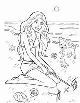 Barbie Coloring Pages Beach Friends Color Getcolorings Print sketch template