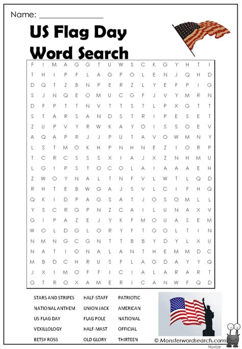 flag day word search monster word search