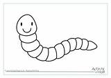 Colouring Worm Pages Minibeast sketch template