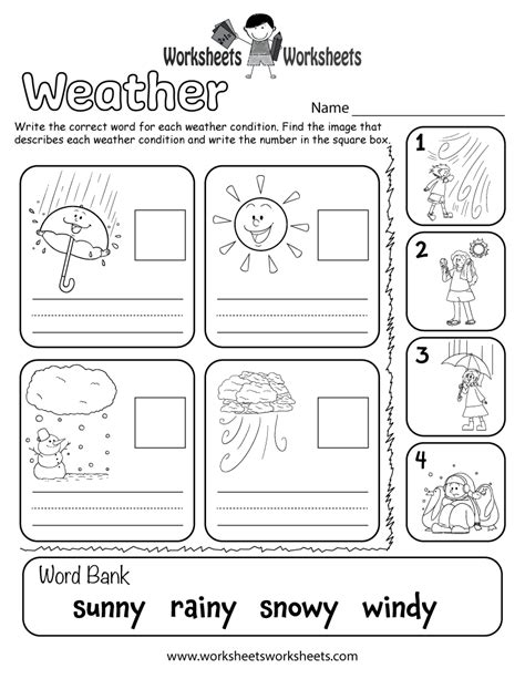 printable weather worksheets  kindergarten kathryn otooles
