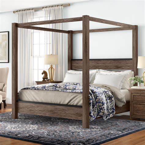 pretty king size wood canopy bed amazon  beds canopy wood beds beds frames bases home