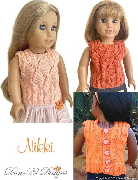 Dan El Designs Nikki Doll Clothes Knitting Pattern 18 Inch American