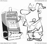 Machine Slot Casino Cartoon Coloring Clipart Outlined Man Royalty Vector Toonaday Ron Leishman Illustration Getcolorings Pages Printable Getdrawings sketch template