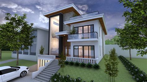 exterior villa design   stories level samphoas plan