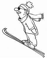Man Coloring Skiing Jump Sheet sketch template