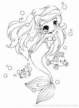 Mermaid Coloring Pages Ariel Cute Choose Board Yampuff Chibi sketch template