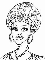 Coloring Africa Pages Woman Portrait African Printable Adult Girl Color Drawing sketch template