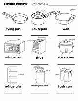 Kitchen Coloring Items Pages House English Objects Worksheets Template Handouts Français Prof Teacher sketch template