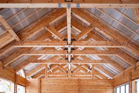 roof construction  wooden trusses high quality architecture stock  creative market