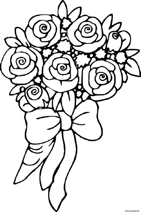 coloriage bouquet de fleurs rose dessin bouquet de fleurs  imprimer