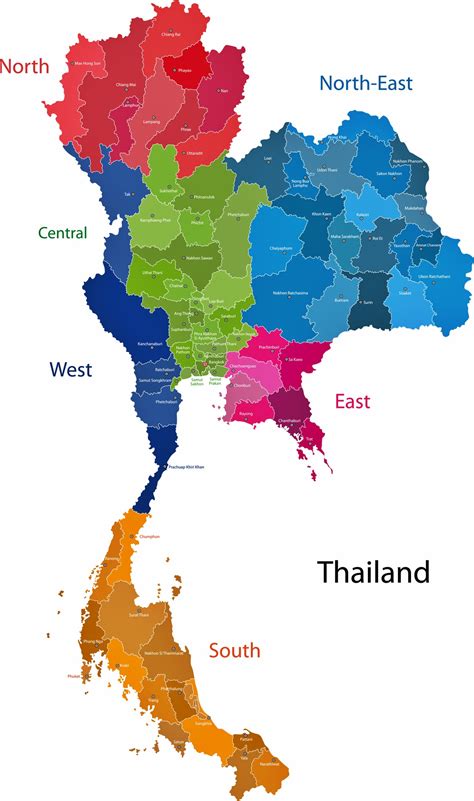 mapa de regiones y provincias de tailandia