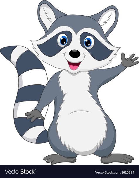 cute raccoon cartoon waving hand royalty  vector image cute animal