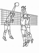 Voleibol Blocking Jugadores Jugando Letscolorit Colouring sketch template