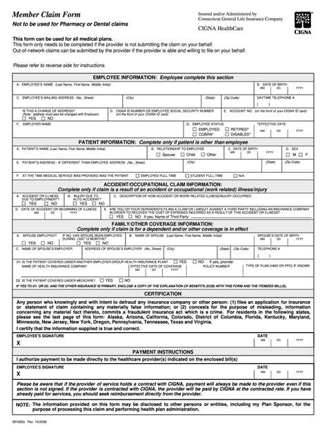 Cigna Claim Form Fill Out And Sign Online Dochub