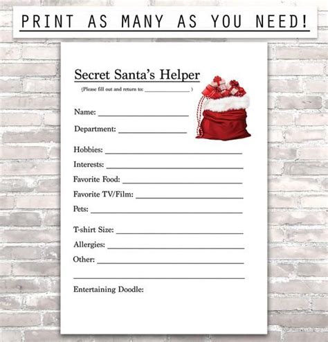 printable secret santa sheet printable world holiday