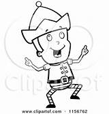 Elf Cartoon Clipart Doing Dance Boy Happy Christmas Thoman Cory Outlined Coloring Vector 2021 sketch template