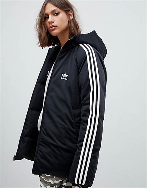 Adidas Originals Three Stripe Reversible Coat In Black Asos