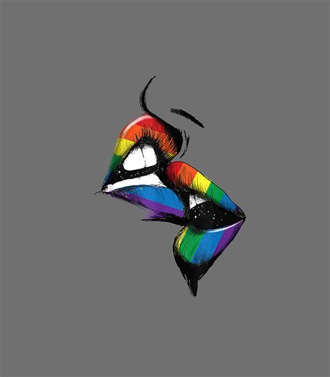 lesbian lips kissing rainbow flag gay pride lgbt digital art by dru ryann