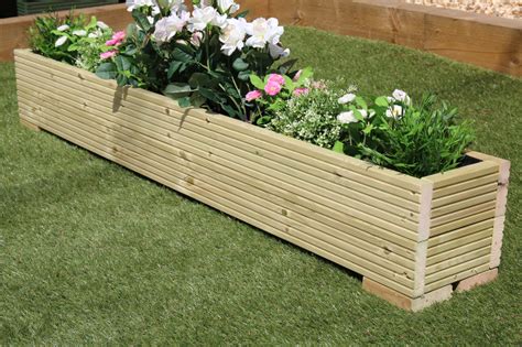 great wooden garden planter trough cm length decking plain treated