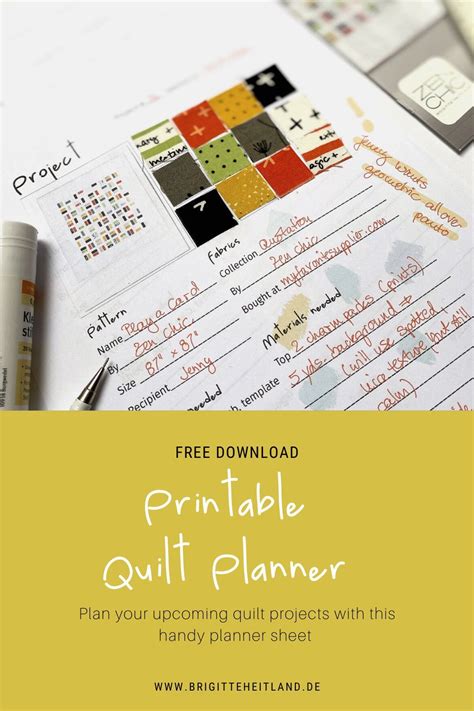printable quilt project planner quilt planner