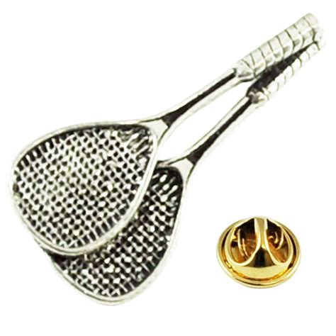squash rackets english pewter lapel pin badge  ties planet uk