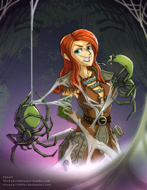 aela the huntress spider bondage1 by stickyscribbles on