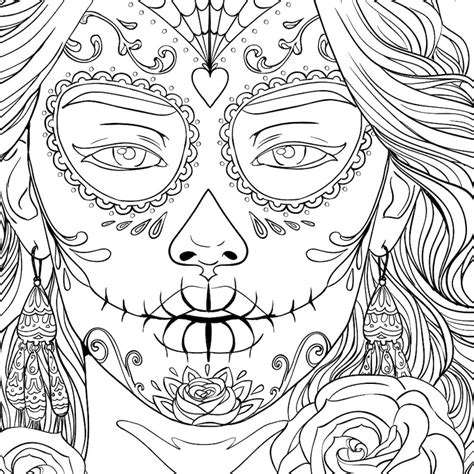 adult coloring page halloween day   dead  art etsy