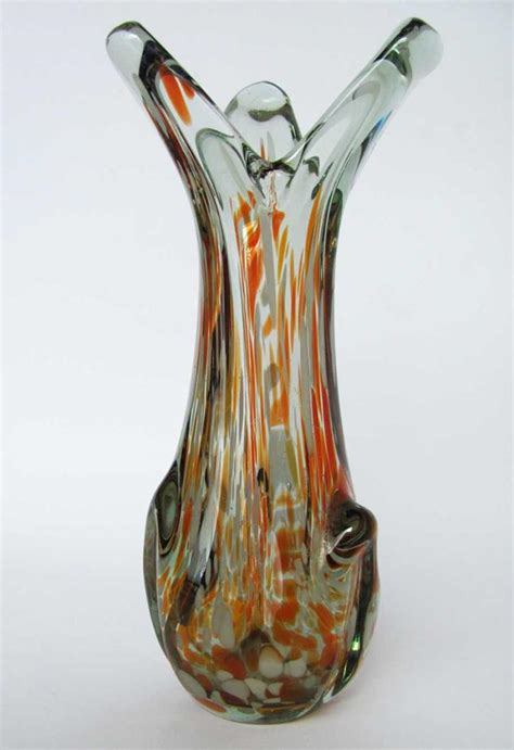 Vintage Italian Murano Multi Color Crystal Glass Vase